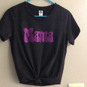 New Women’s “Mama” Sparkle Graphic Crew Neck Love Tee